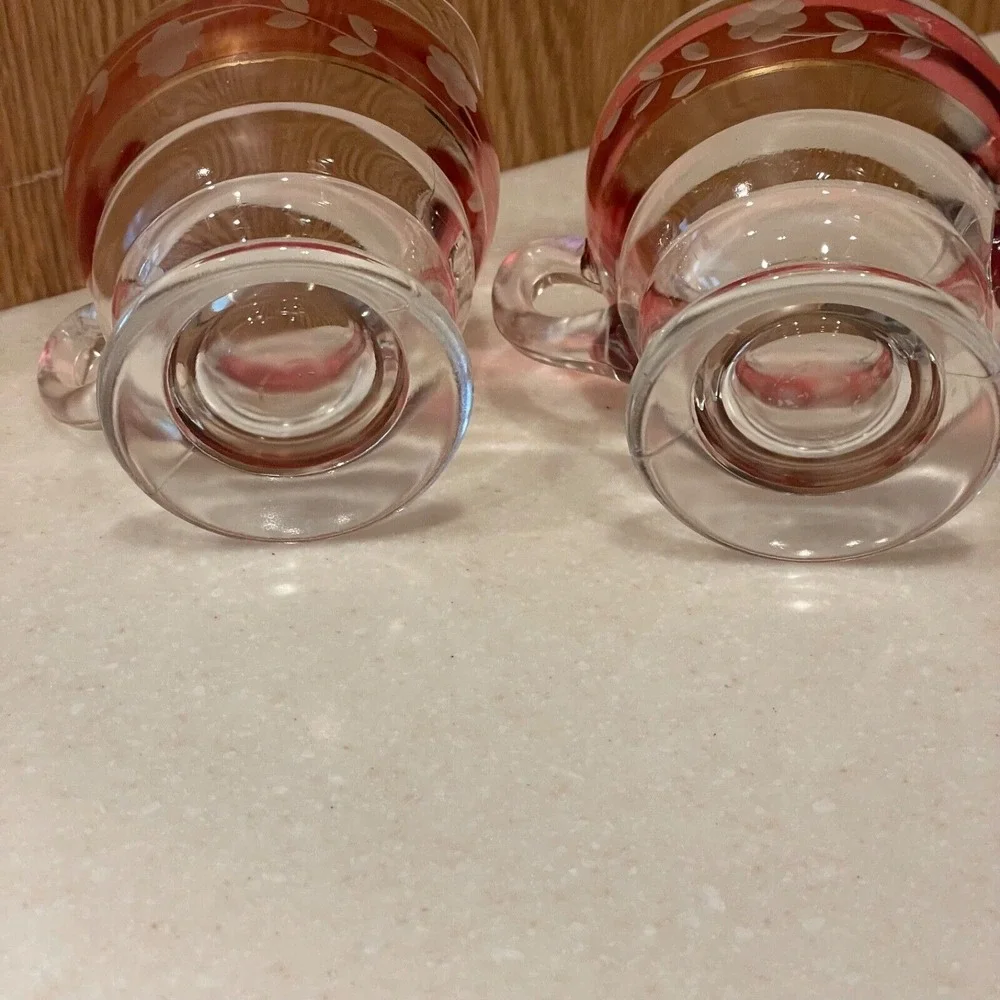 1950's Bartlett Collins ART DECO #52 Cut Open Sugar Bowl & Creamer Set Cranberry